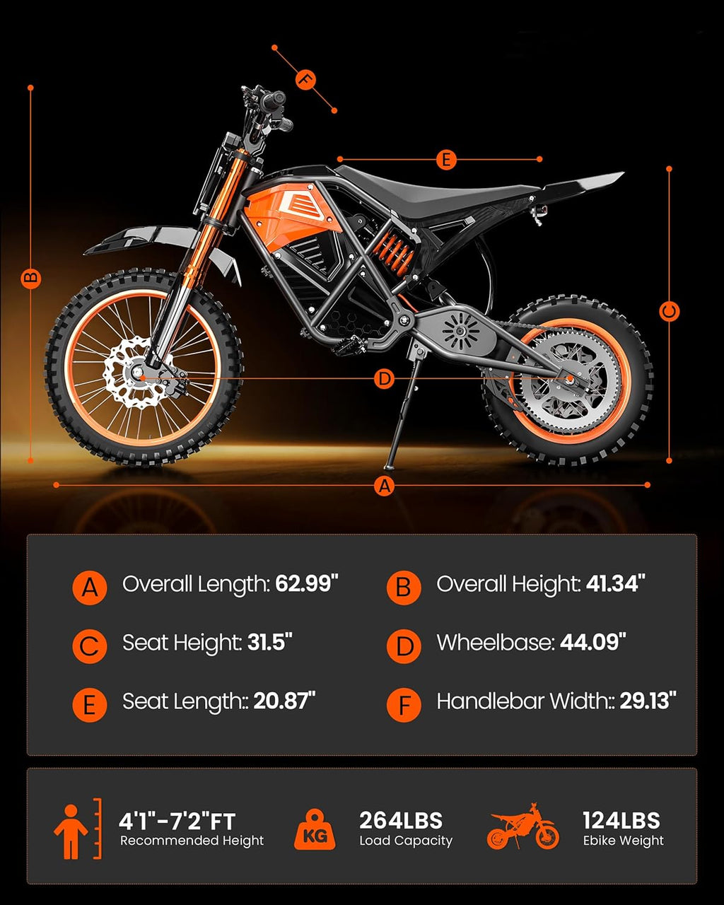 Electric Dirt Bike for Adults Teens, 3500W Peak Motor, Up to 38 MPH, 48V 23Ah