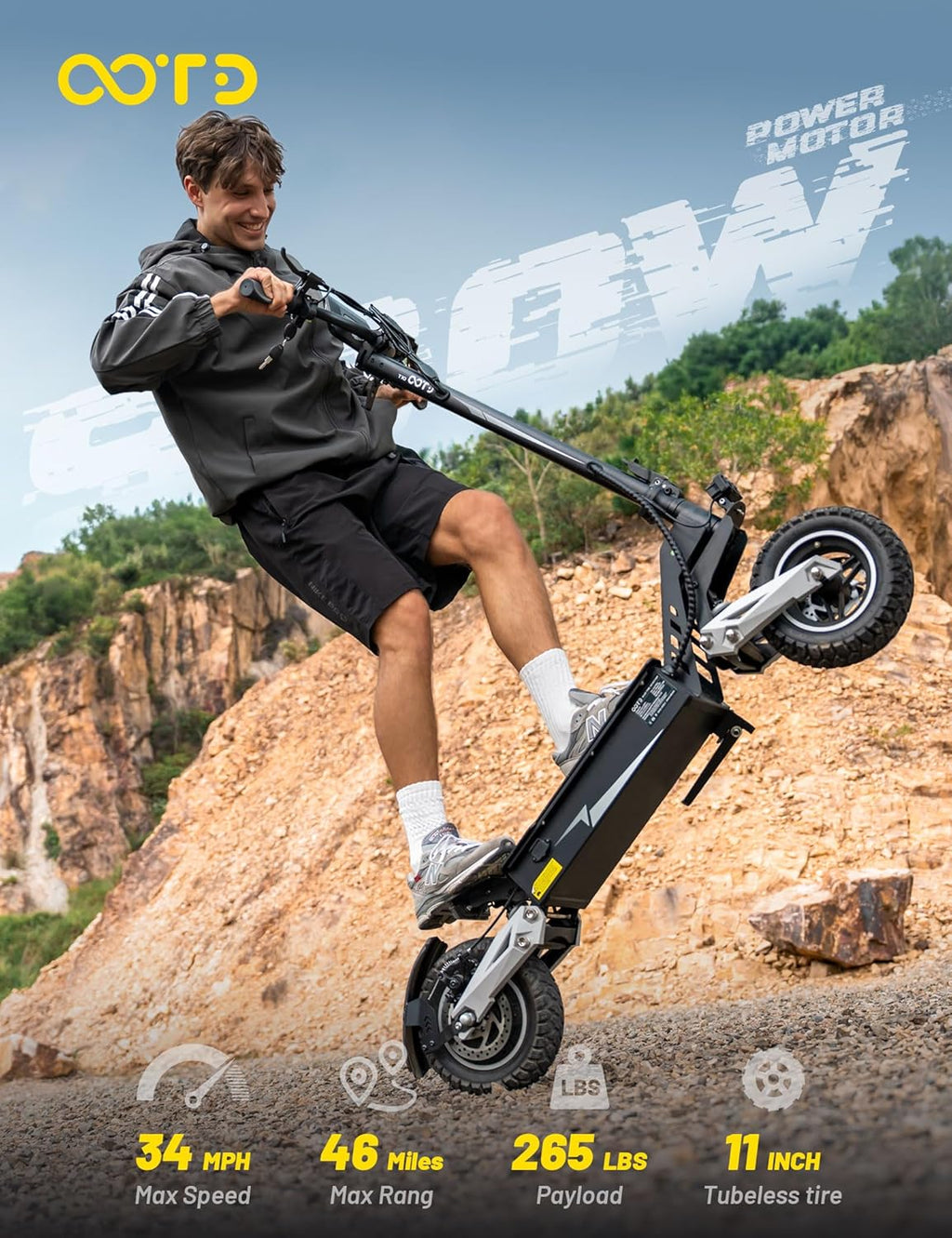 Electric Scooter for Adults, 48V 18AH Battery Up to 46 Miles Long