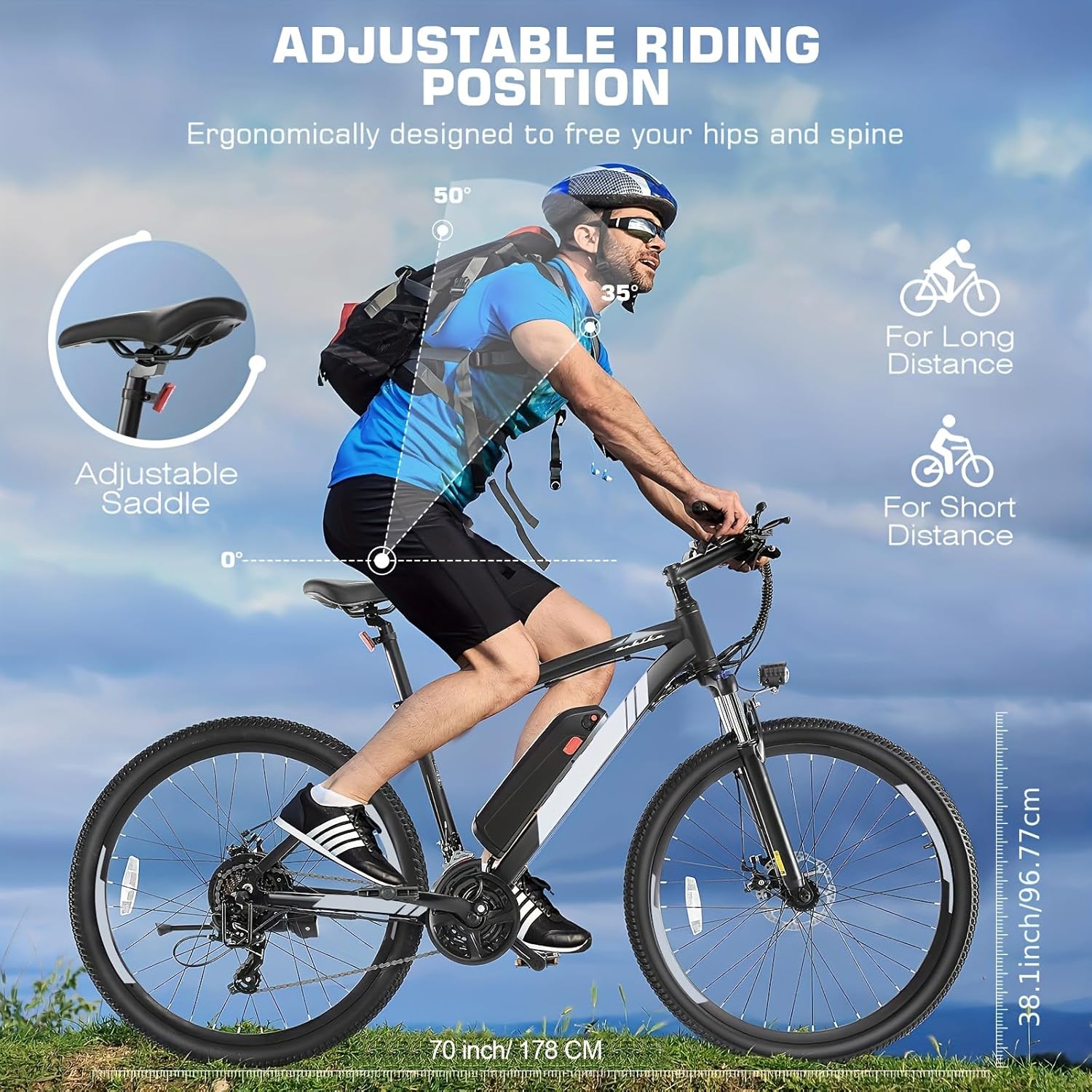 26/27.5 '' Electric Bike for Adults, Peak 500W/750W E bike, 3 Hours Fast Charge
