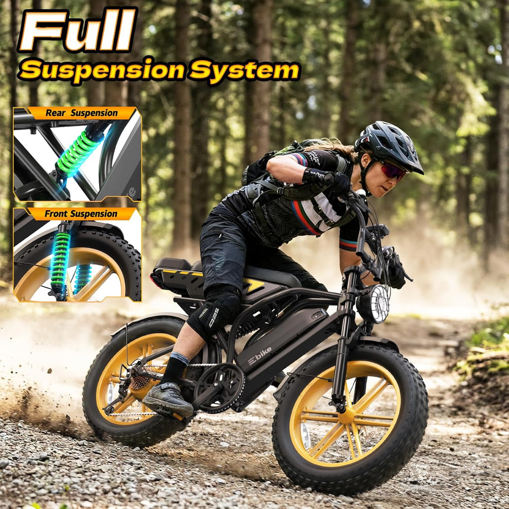 Electric Bike for Adults, 1500W Peak Motor 60 Miles Fat Tire Ebike