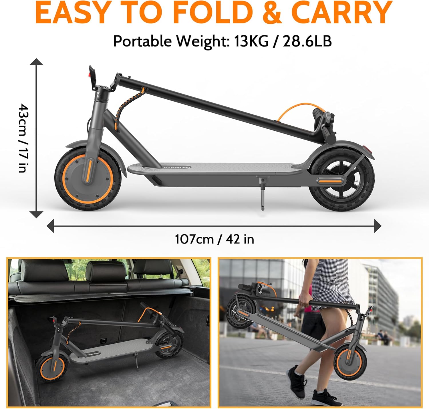 Electric Scooter for Adults, Folding E Scooter with 350W/500W Motor 16/24 Mph
