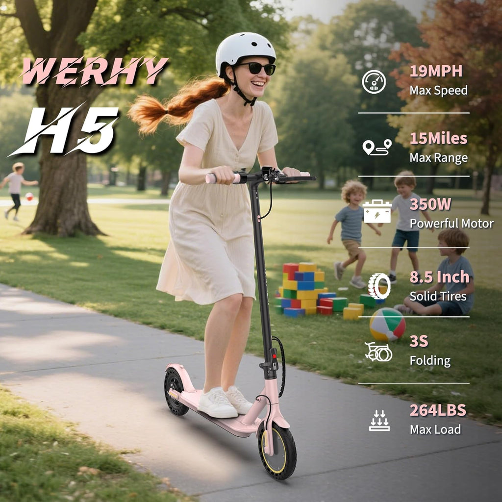 Electric Scooter, 500/350W Motor & 10"/8.5" Solid Tires, Up to 22/19 MPH & 25/15 Miles