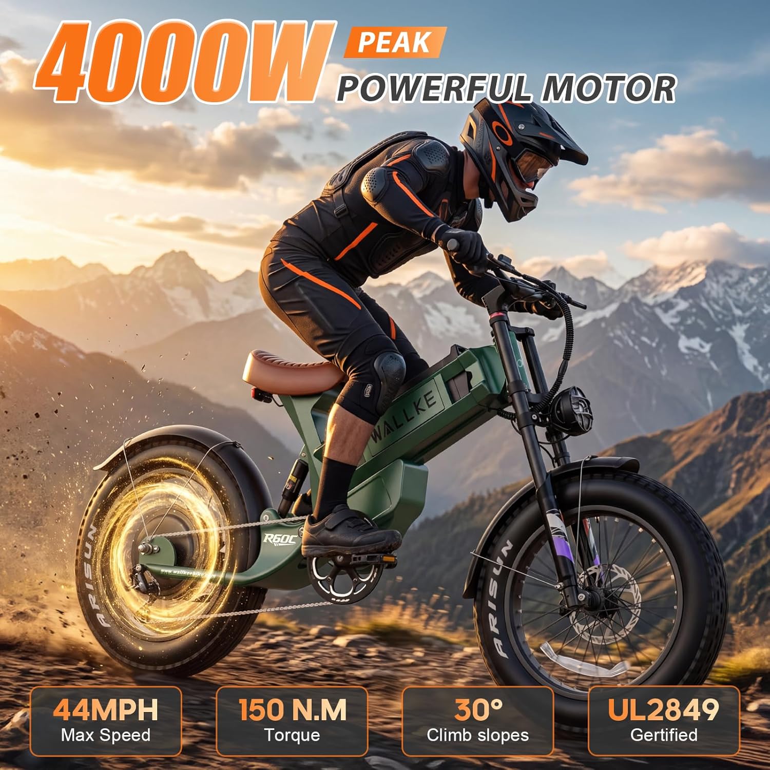 R60C 4000W Long Range Electric Bike for Adults, Fat Tire All Terrain Ebike