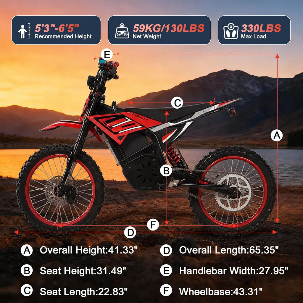 Velox 3000W Electric Dirt Bike for Adults, 17" Electric Bike, 37MPH Electric Motorcycle for Teens