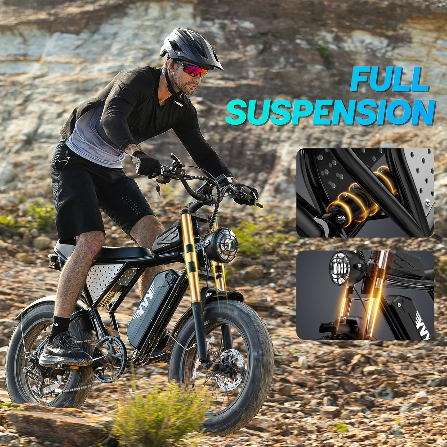 Adult Mountain Bike, 20-inch Wide-tire All-Terrain e-Bike Equipped