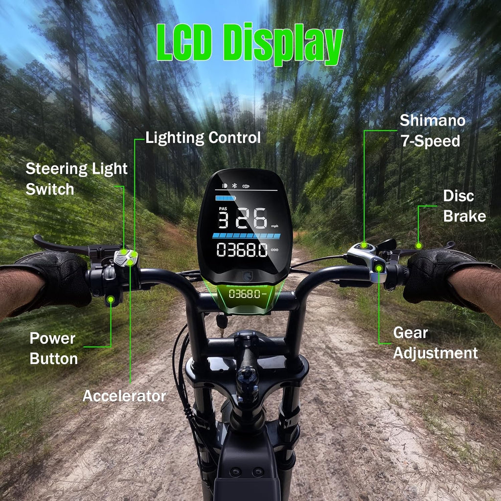 Electric Bike for Adults 1500W Peak 20" Fat Tire All-Terrain E-Bike 60/110 Miles Electric Dirt Bike