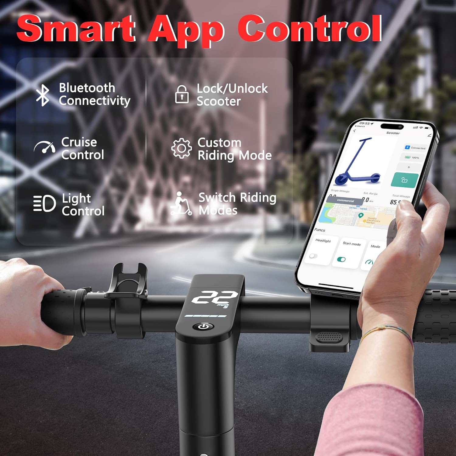 Electric Scooter, 8.5" /10" /14" Tire, 16/19/22 Mph Top Speed