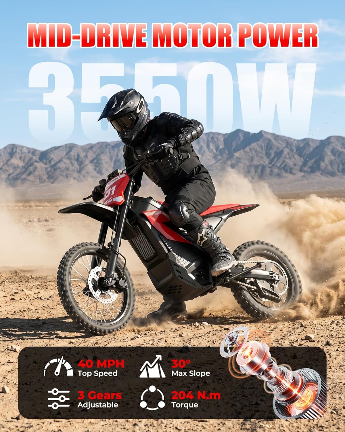 Electric Dirt Bike for Adults & Teens,