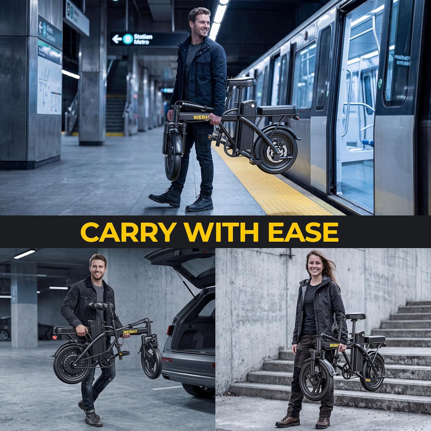 Electric Bike for Adults, 500W Motor, 20 MPH Max Speed Folding Ebike, 14