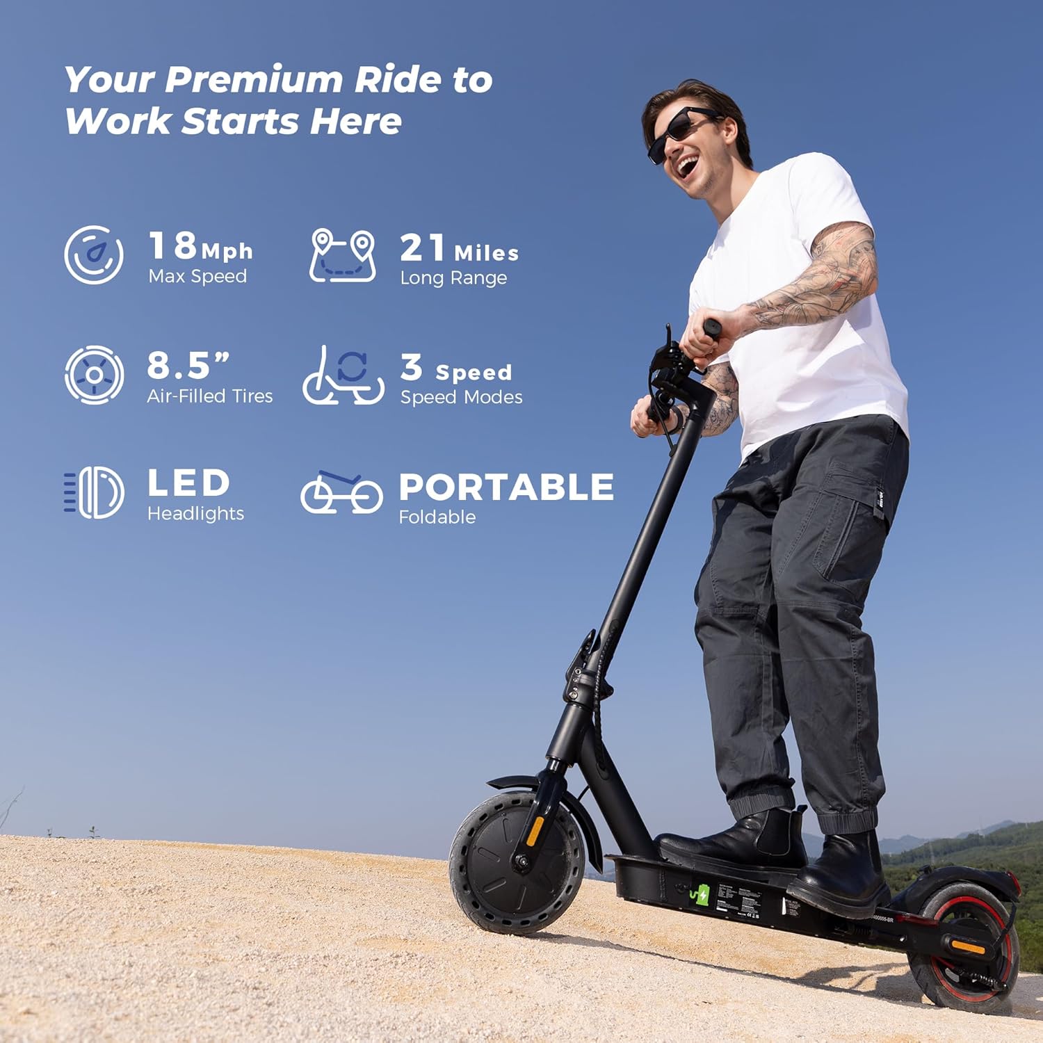 Electric Scooter for Adults, 500W/1000W/1500W Motor, 18/21/25 Max