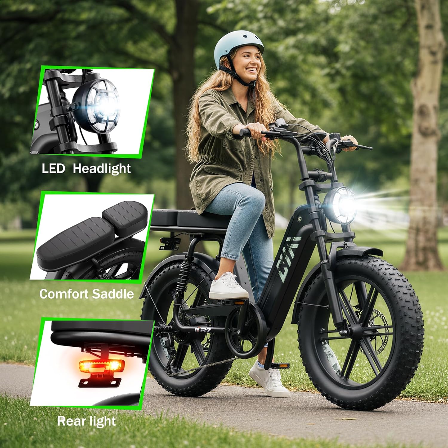 Electric Bike for Adults 1500W Peak 20" Fat Tire All-Terrain E-Bike 60/110 Miles Electric Dirt Bike