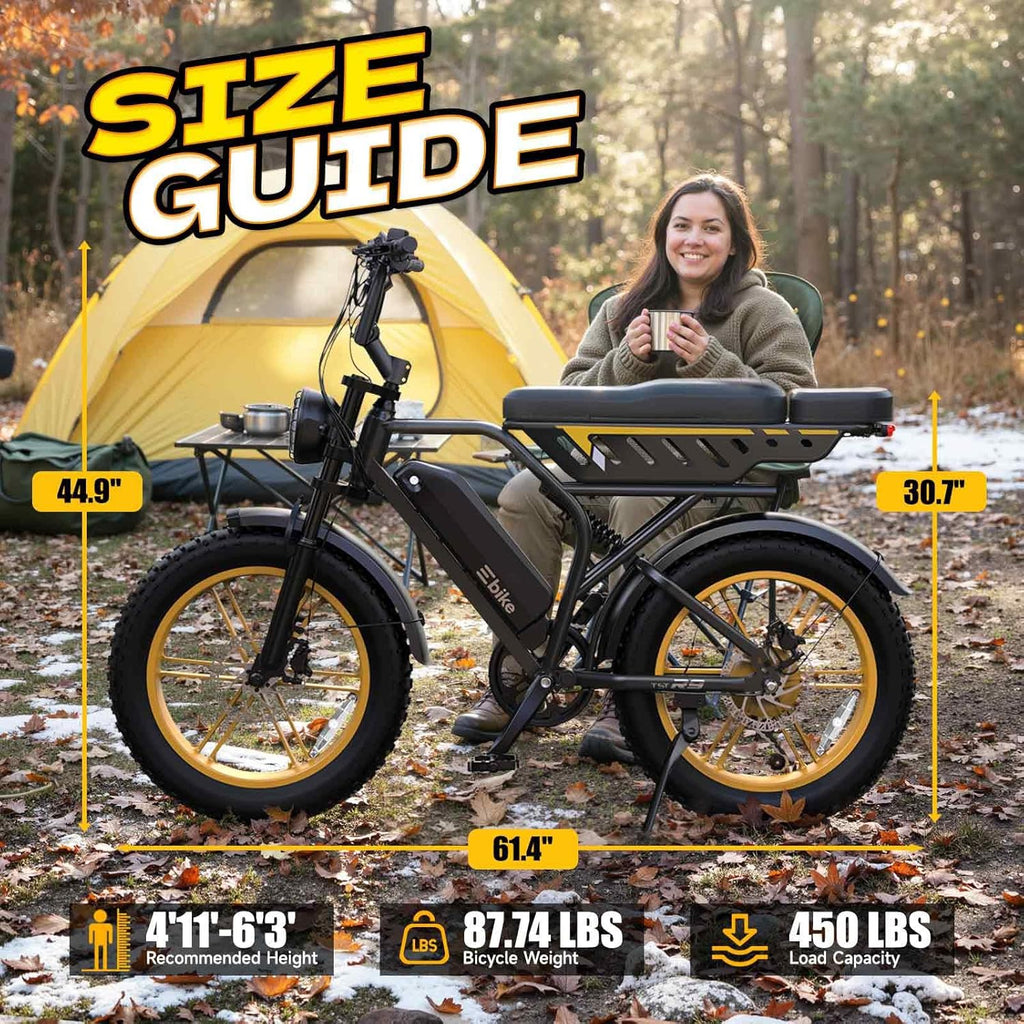 Electric Bike for Adults, 1500W Peak Motor 60 Miles Fat Tire Ebike