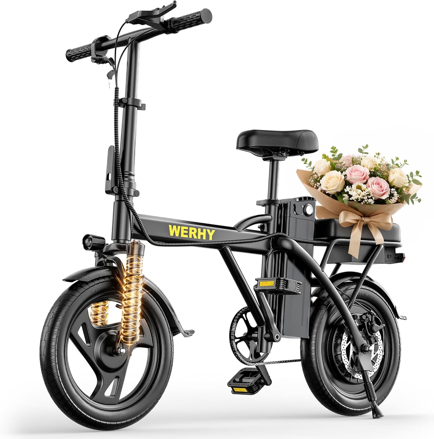 Electric Bike for Adults, 500W Motor, 20 MPH Max Speed Folding Ebike, 14