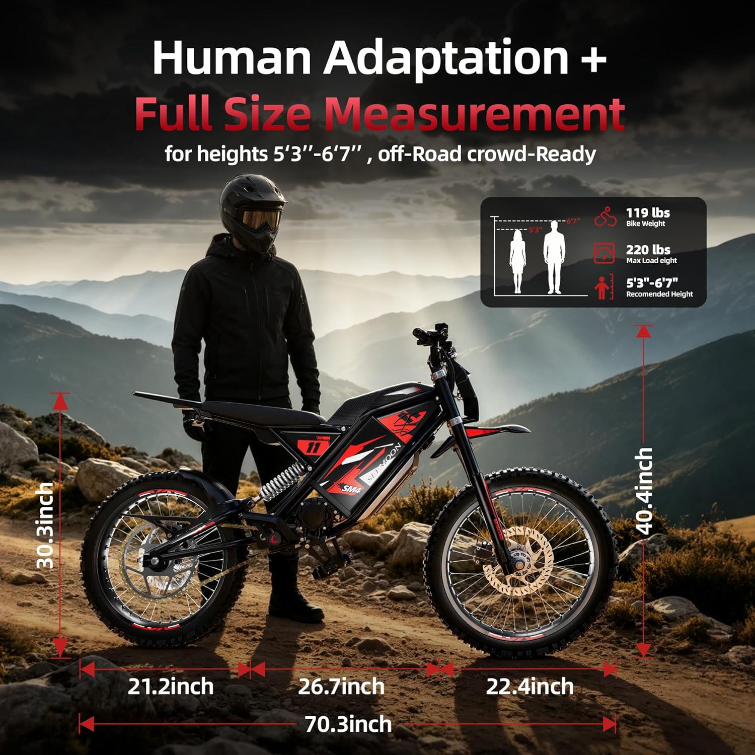 Electric Dirt Bike for Adults&Teens,3200W/3600W/4000W Mid-Drive Motor
