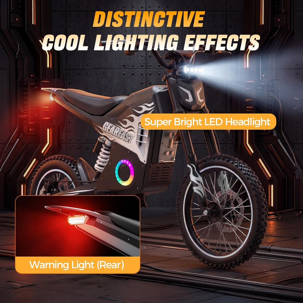 Electric Dirt Bike, 14"/12" Fat Tire 3000W Peak 40 MPH Electric-Motorcycle