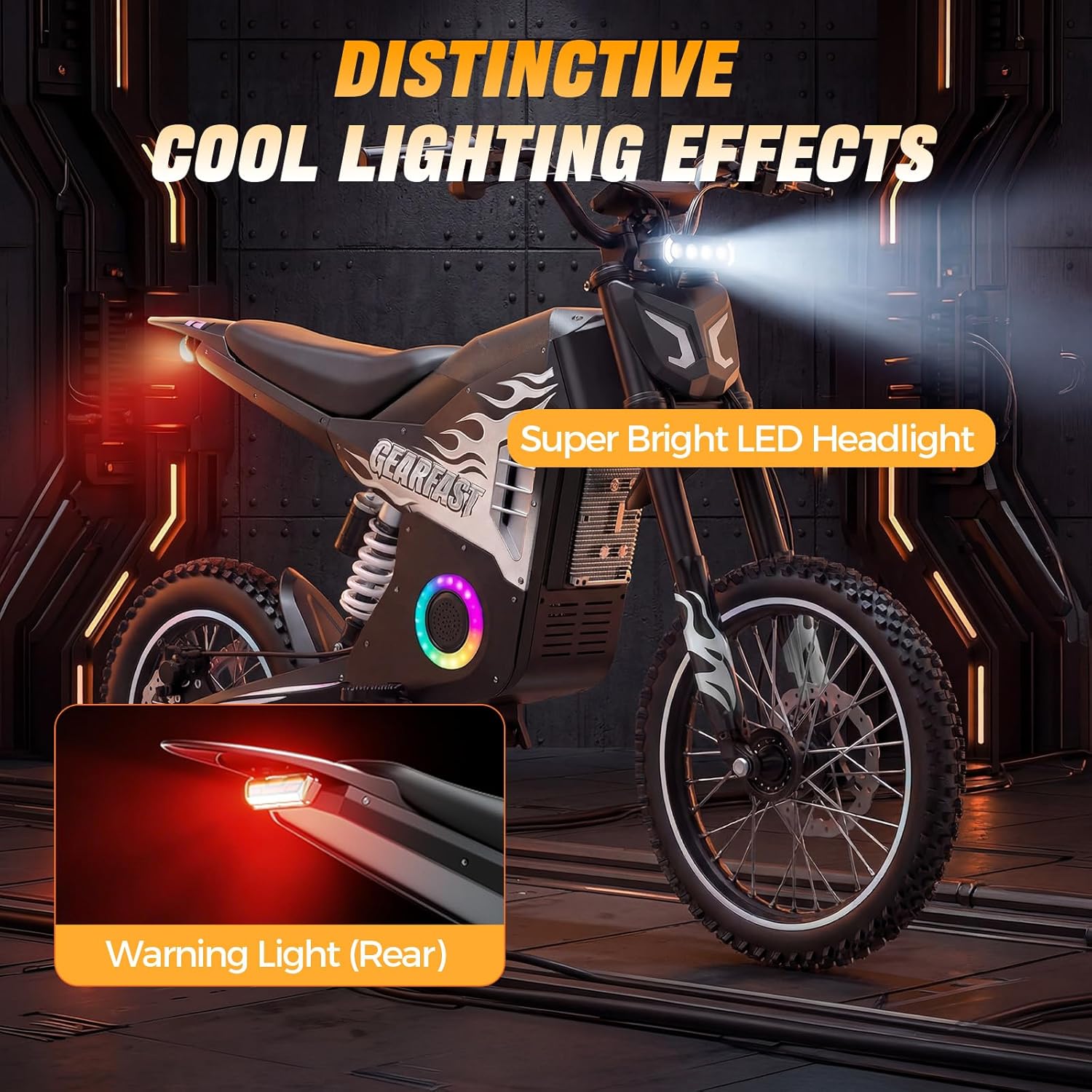 Electric Dirt Bike, 14"/12" Fat Tire 3000W Peak 40 MPH Electric-Motorcycle
