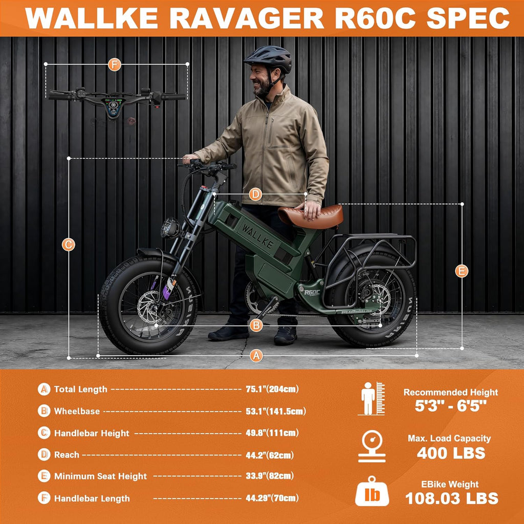 R60C 4000W Long Range Electric Bike for Adults, Fat Tire All Terrain Ebike