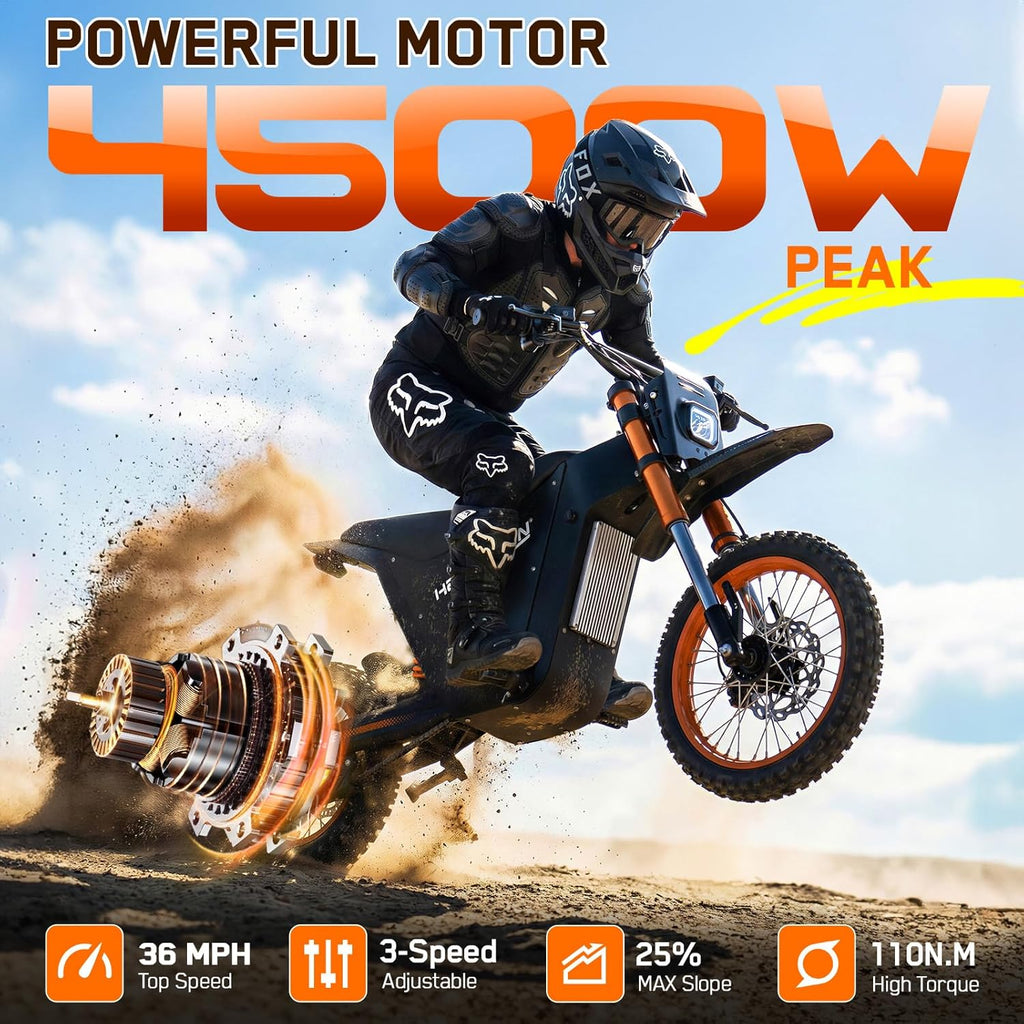 G300 SE 4500W Peak Electric Dirt Bike for Adults and Teens, 48V 26Ah