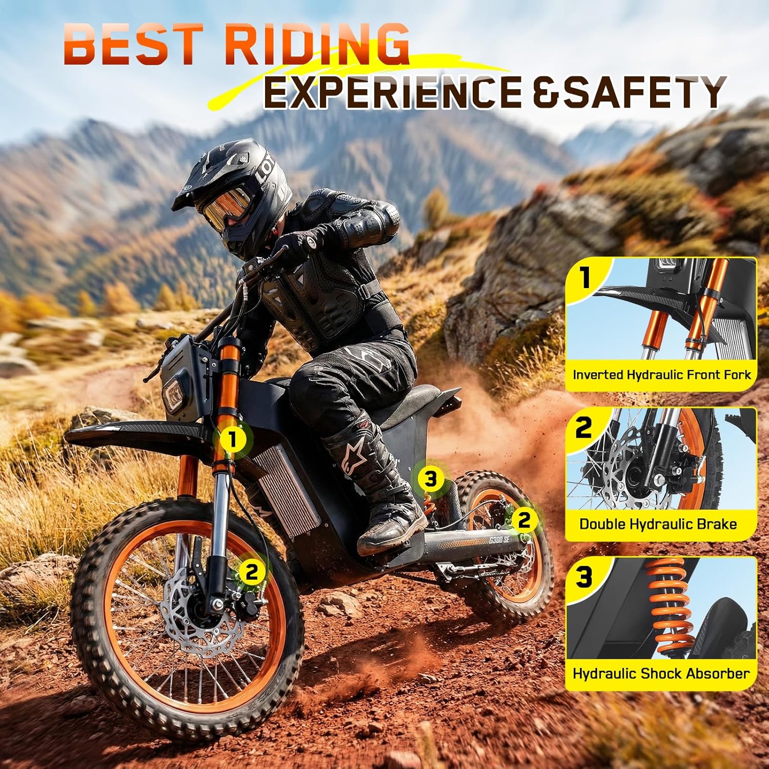 G300 SE 4500W Peak Electric Dirt Bike for Adults and Teens, 48V 26Ah