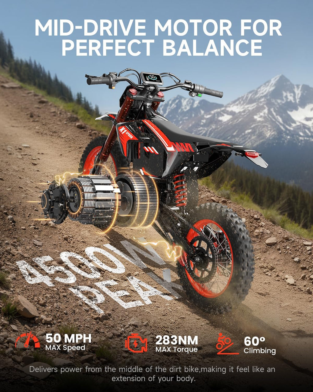 Electric Dirt Bike for Adults Teens, 60V/28.8Ah
