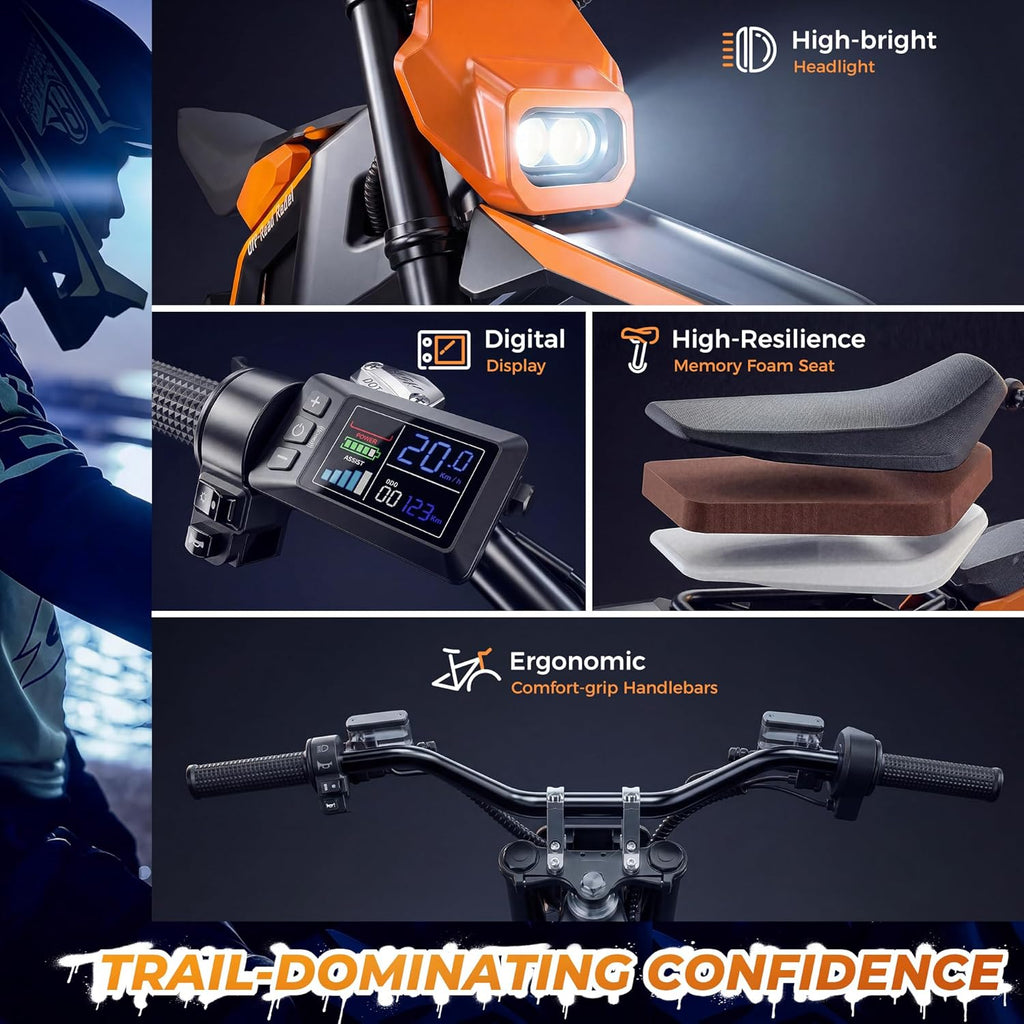 Electric Dirt Bike for Adults Offroad Ebike 𝟮𝟬𝟬𝟬𝗪-𝟱𝟬𝟬𝟬𝗪 Peak 20Ah-27Ah