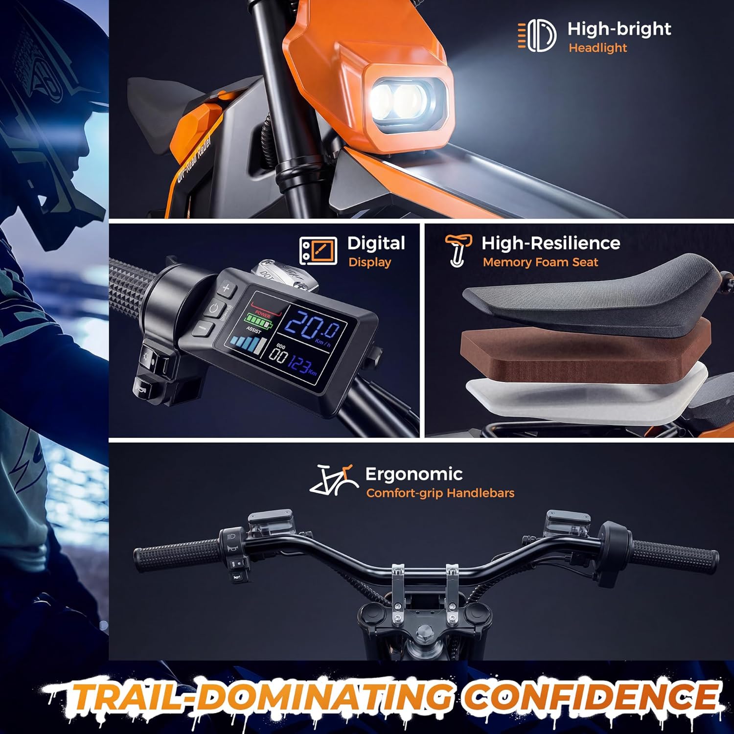 Electric Dirt Bike for Adults Offroad Ebike 𝟮𝟬𝟬𝟬𝗪-𝟱𝟬𝟬𝟬𝗪 Peak 20Ah-27Ah