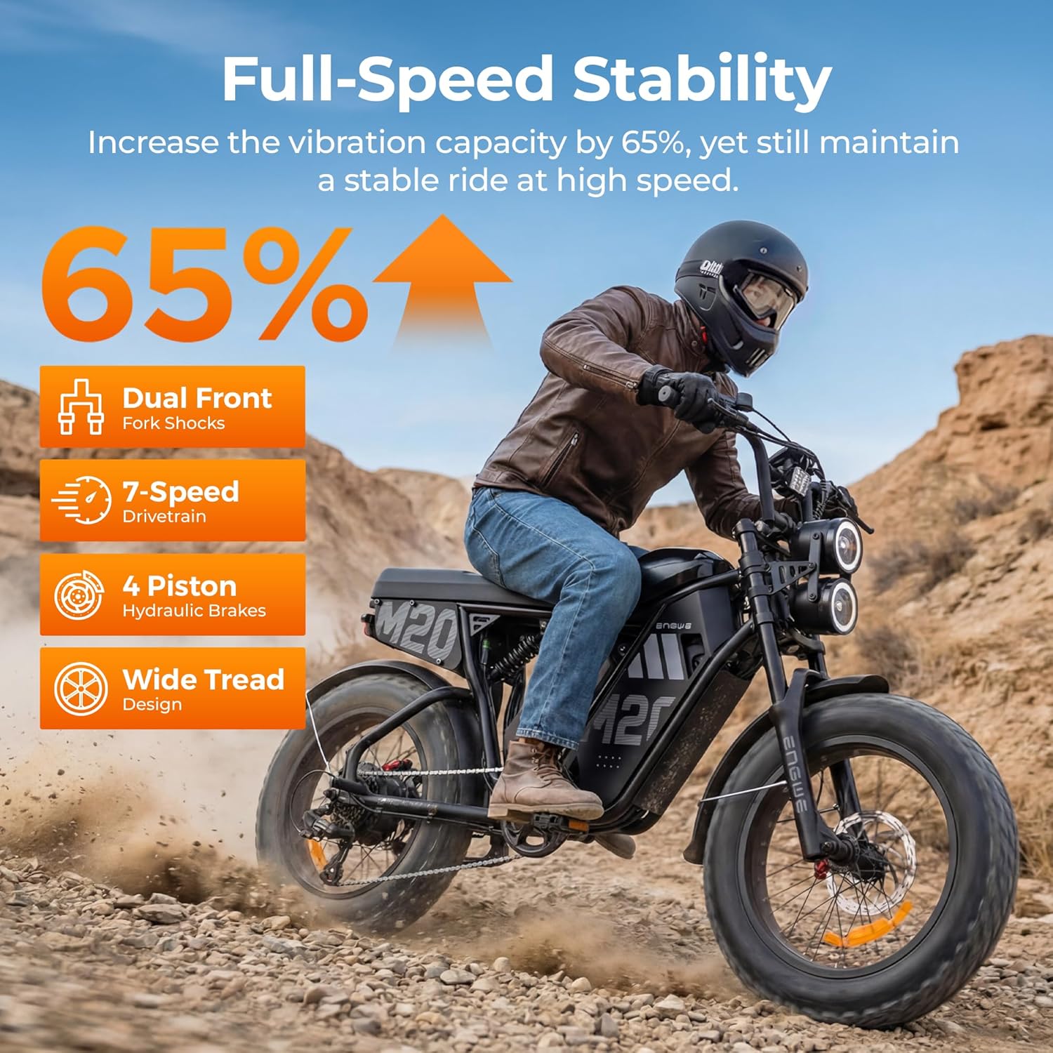Electric Off-Road Dirt Bike 40MPH, 60V 20Ah