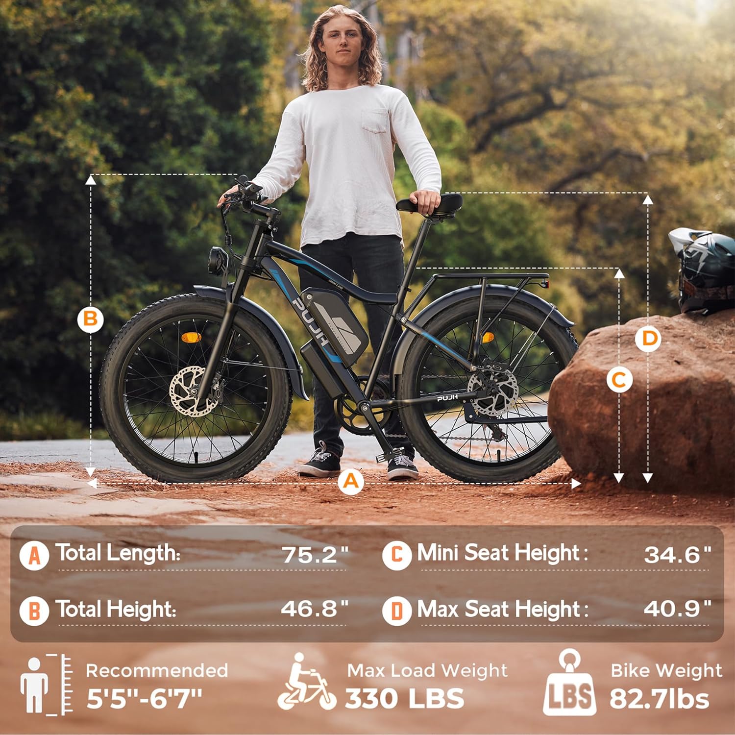 Electric Bike for Adult, 60V 20Ah Dual Motor Ebikes, Max 50MPH Up to 100 Miles