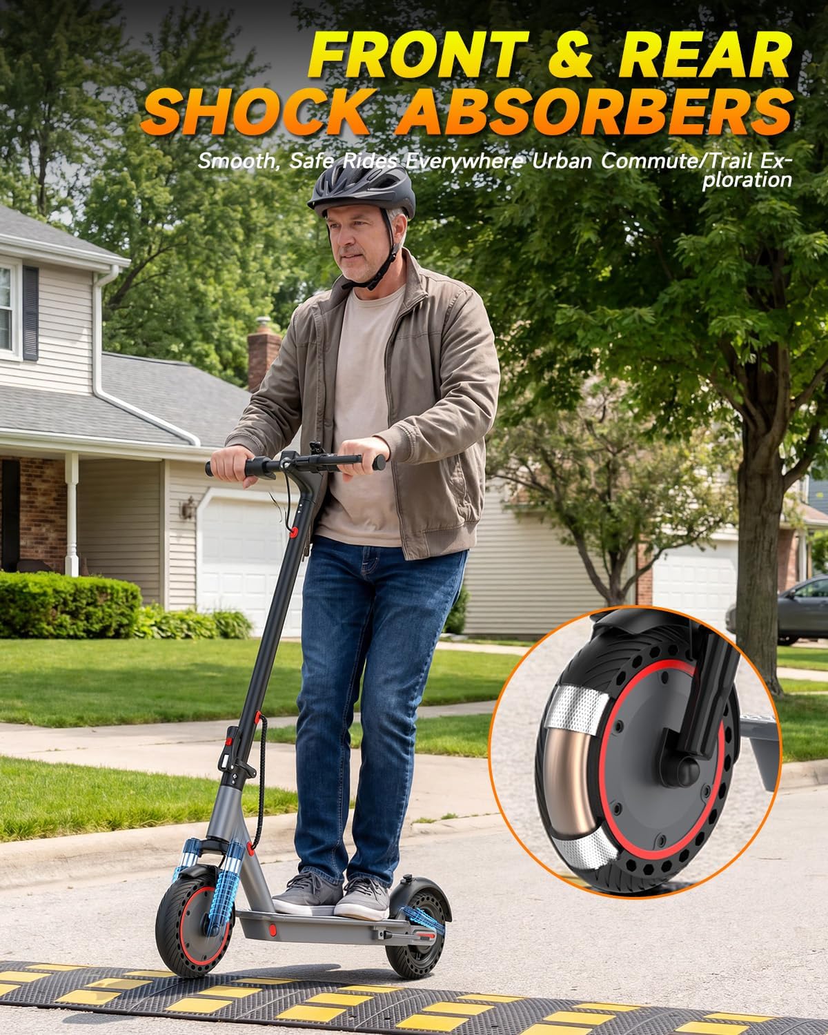 Electric Scooter with Dual Suspensions, 19/22MPH, 500W/800WMotor