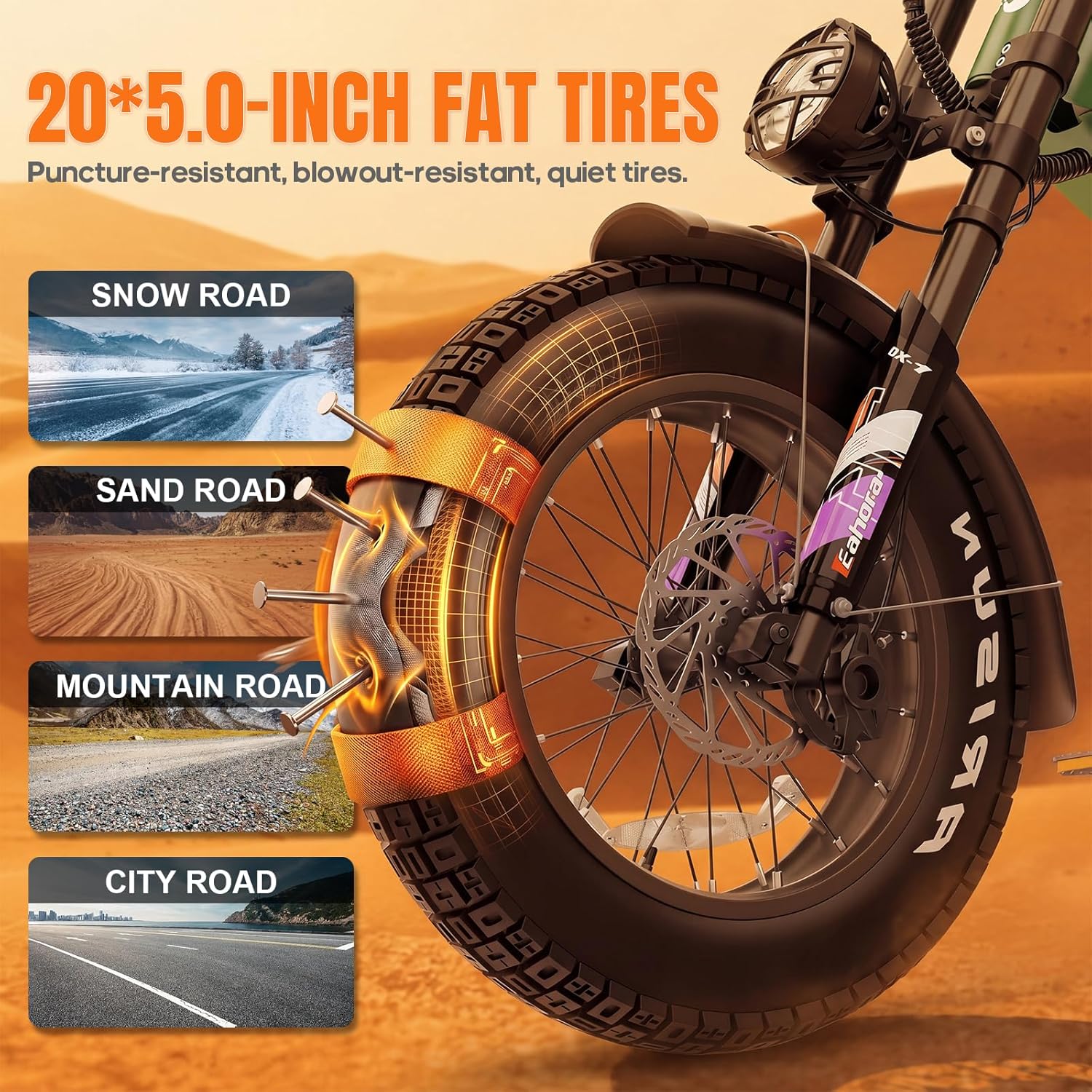 R60C 4000W Long Range Electric Bike for Adults, Fat Tire All Terrain Ebike