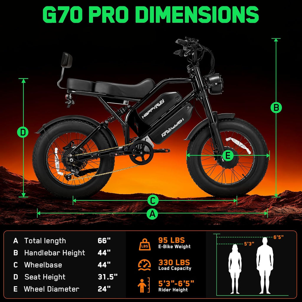 G70 Pro 5000W Peak Dual Motor Electric Bike for Adults, 38Ah