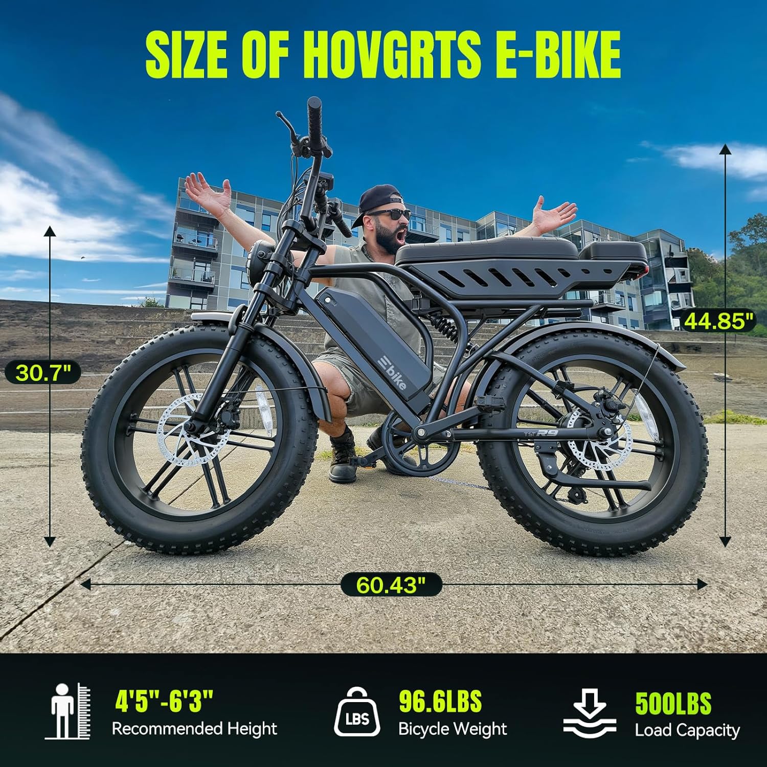 Electric Bike for Adults 1500W Peak 20" Fat Tire All-Terrain E-Bike 60/130 Miles