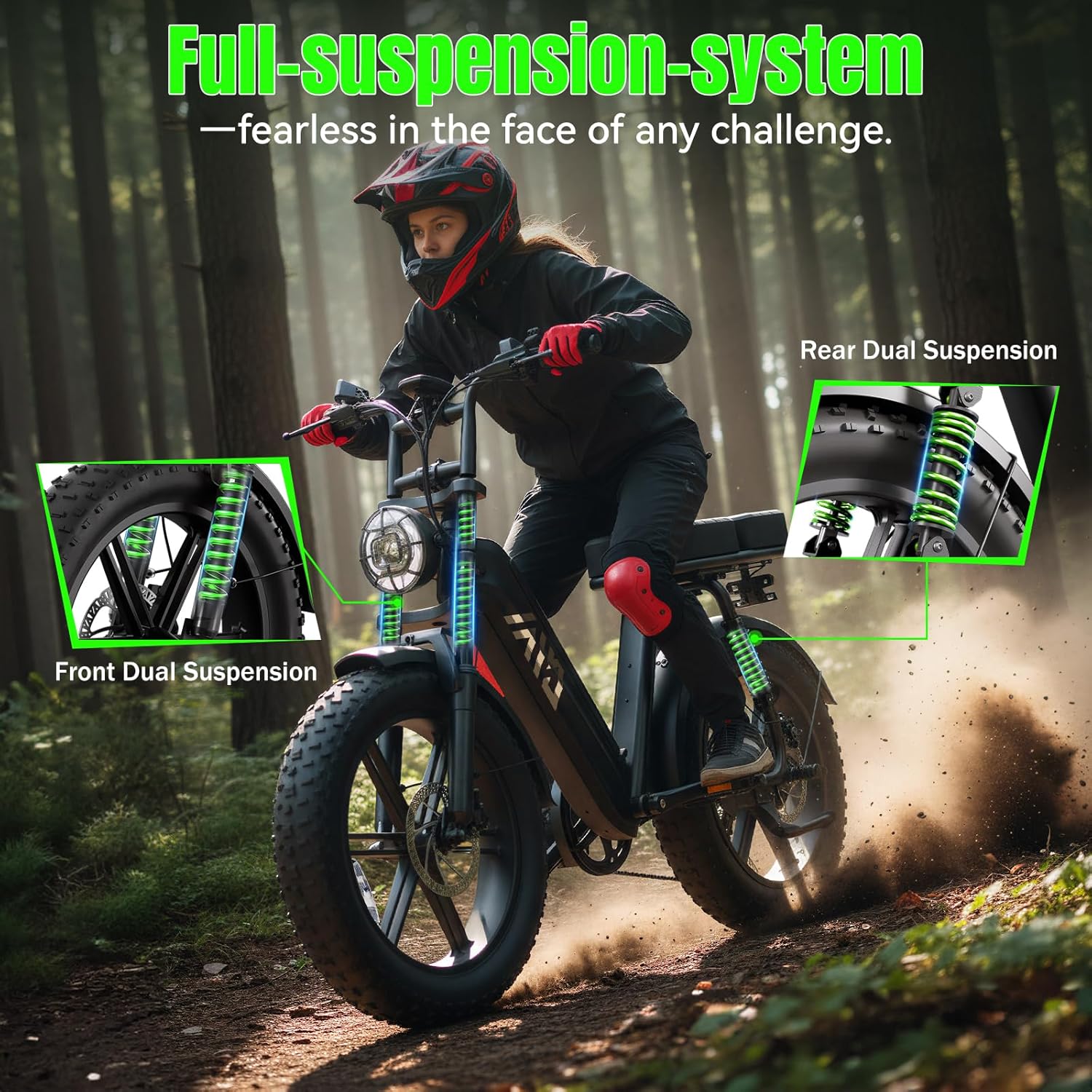 Electric Bike for Adults 1500W Peak 20" Fat Tire All-Terrain E-Bike 60/110 Miles Electric Dirt Bike