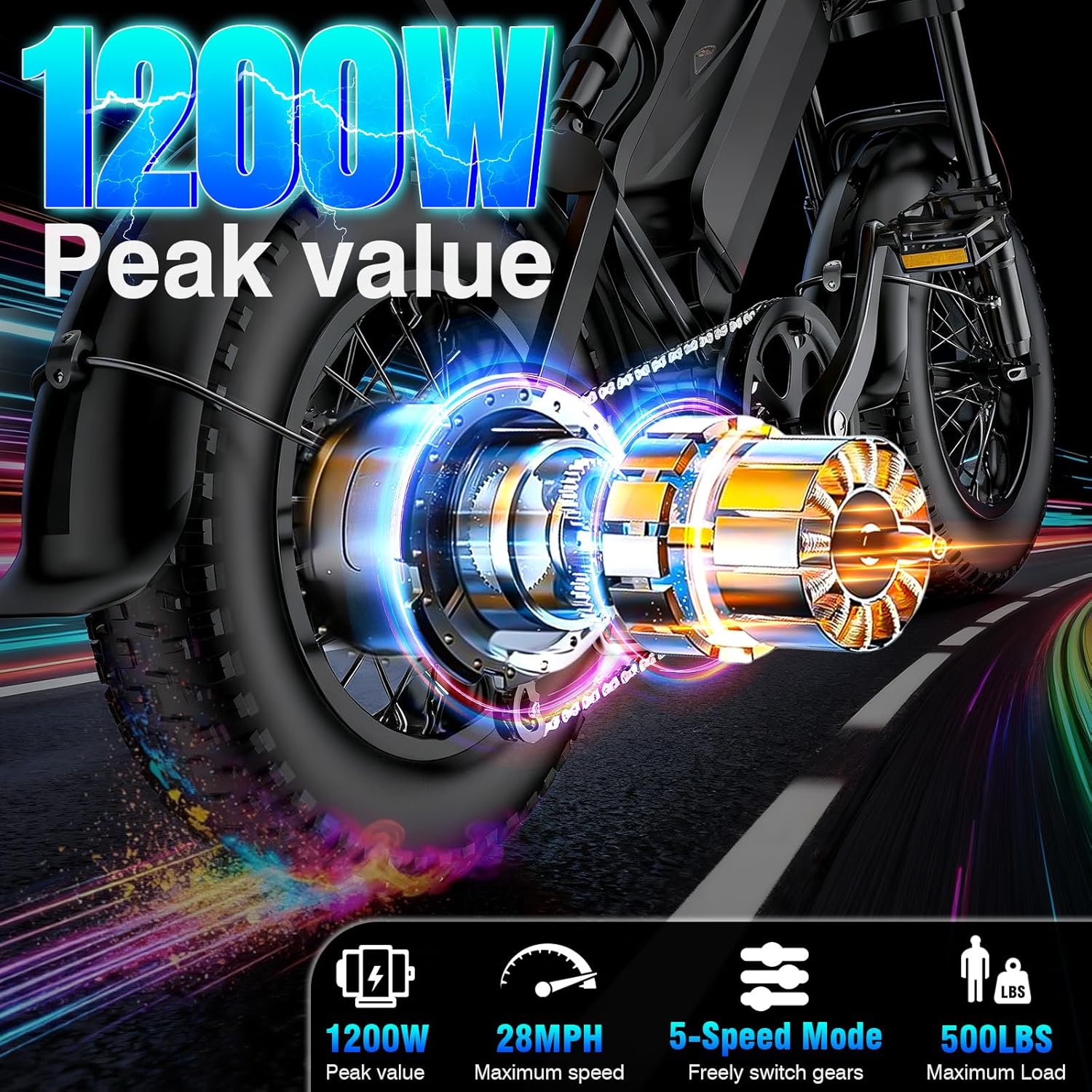 Electric Bike for Adults and Teens, 520W-1200W Motor, 20-28MPH, 32 Miles