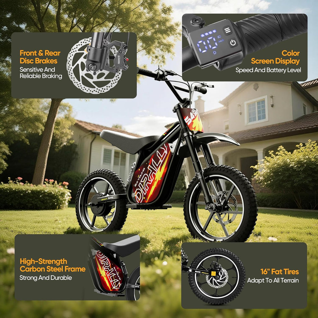 Electric Dirt Bike for Kids - Up to 23Mph & 35 Miles Long-Range