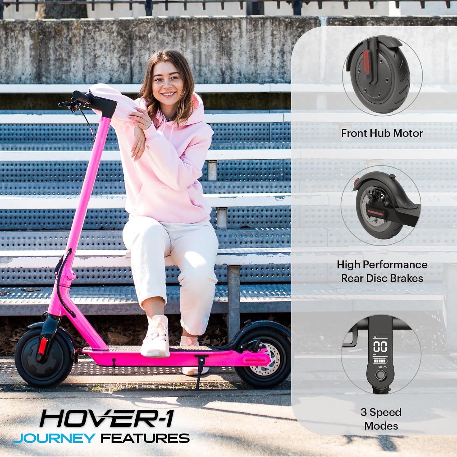 Electric Scooter 14MPH, 16 Mile Range, 5HR Charge, LCD Display, 8.5 Inch