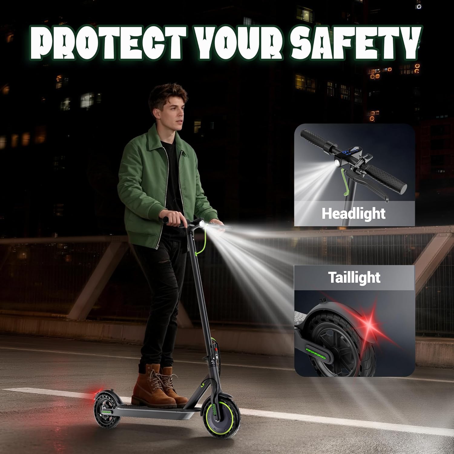 Electric Scooter with 8.5"/10" Solid Tire, 350W/500W Powerful Motor