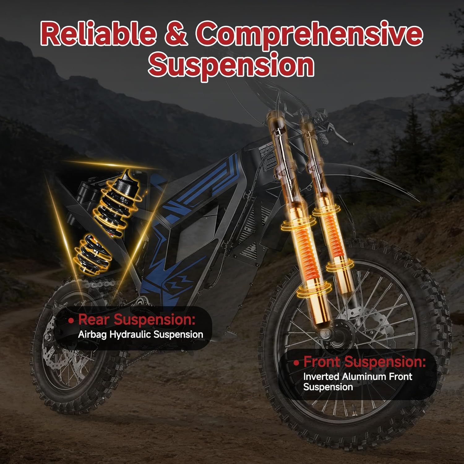 VE-6 2500W Electric Dirt Bike for Adults, 34 MPH Max Speed, 18 Miles Range, E-Bike