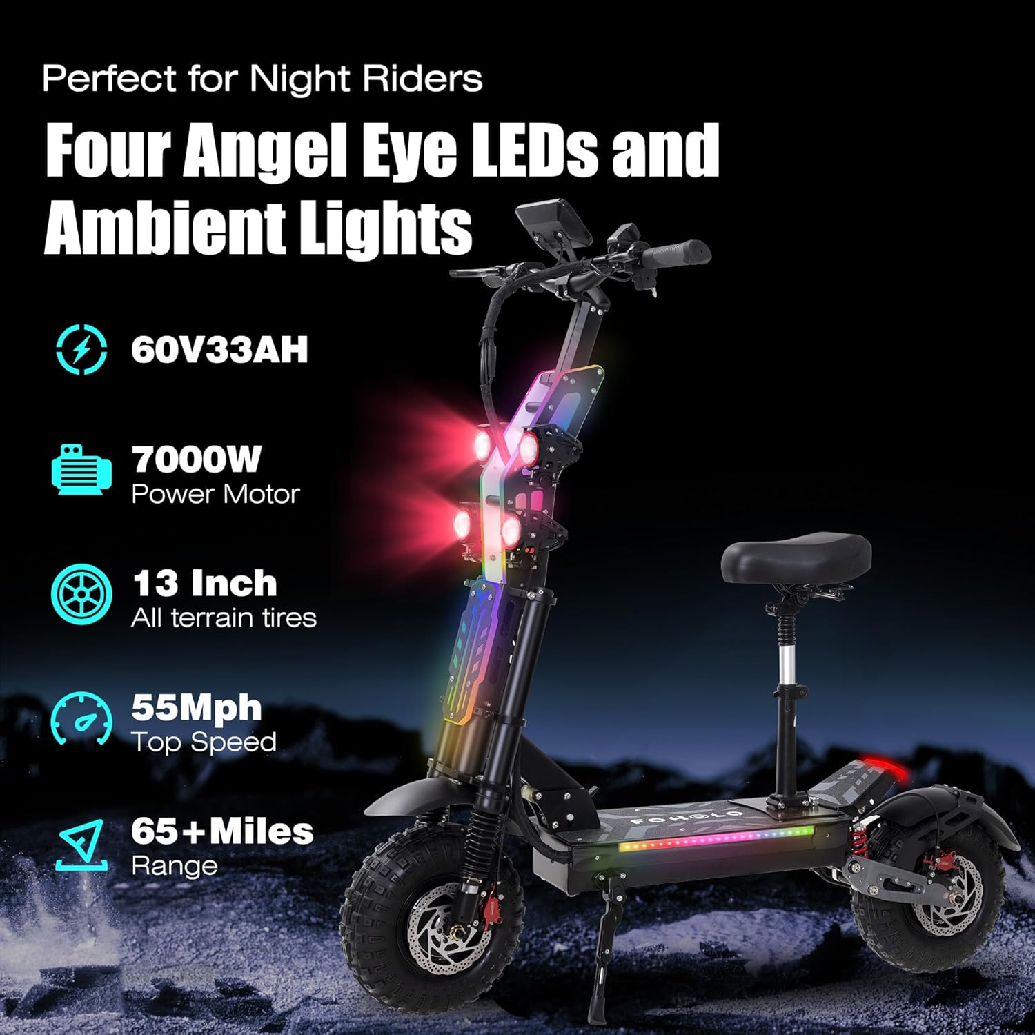 Electric Scooter Adult, 7000W Motor, 60V 33Ah