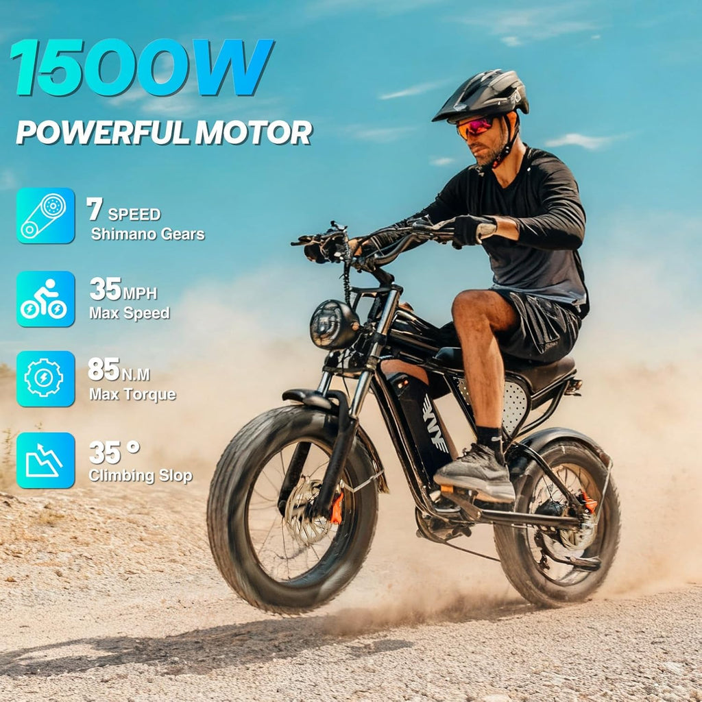 Adult Mountain Bike, 20-inch Wide-tire All-Terrain e-Bike Equipped