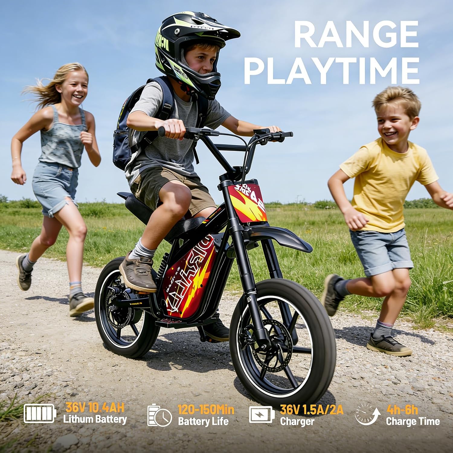 Electric Dirt Bike for Kids - Up to 23Mph & 35 Miles Long-Range