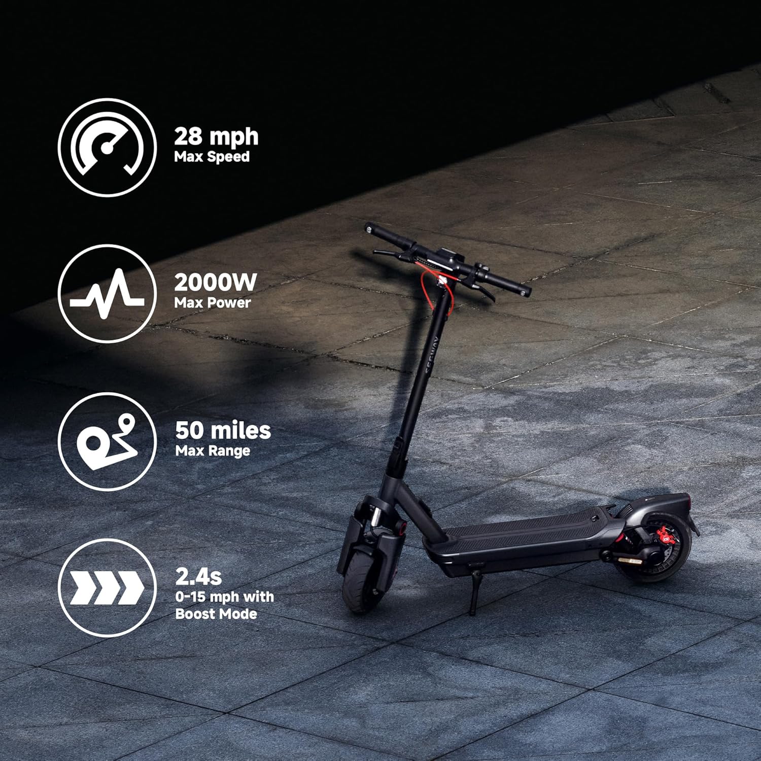 Electric Scooter, Up to 22–28 MPH, Long Rang, Dual