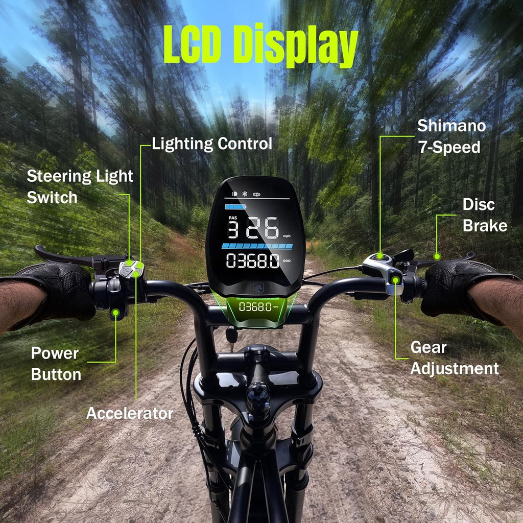 Electric Bike for Adults 1500W Peak 20" Fat Tire All-Terrain E-Bike 60/130 Miles