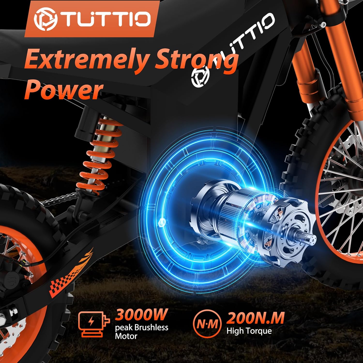 Electric Dirt Bike for Adults, 3000W Mid-Drive E-Motorcycle 48V