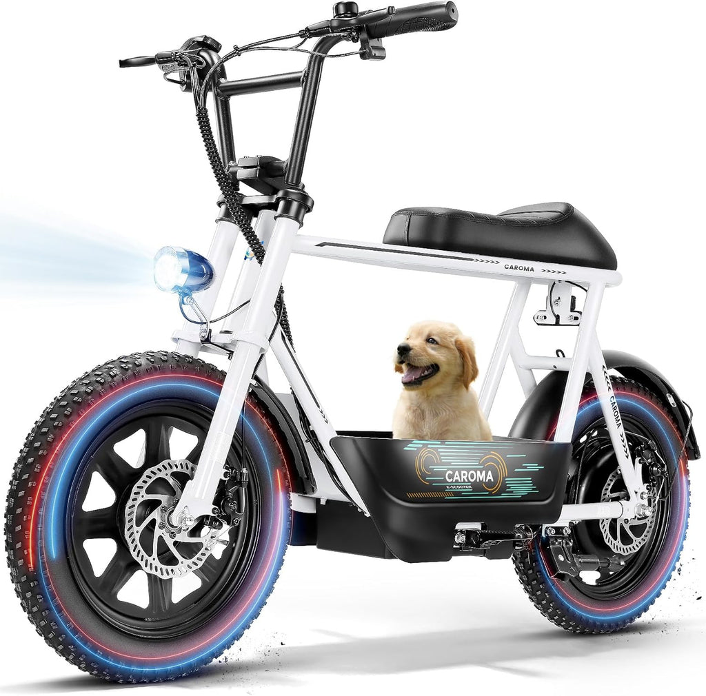 Peak 1200W/800W/500W Electric Scooter with Seat,16"×3" Fat Tire E bike
