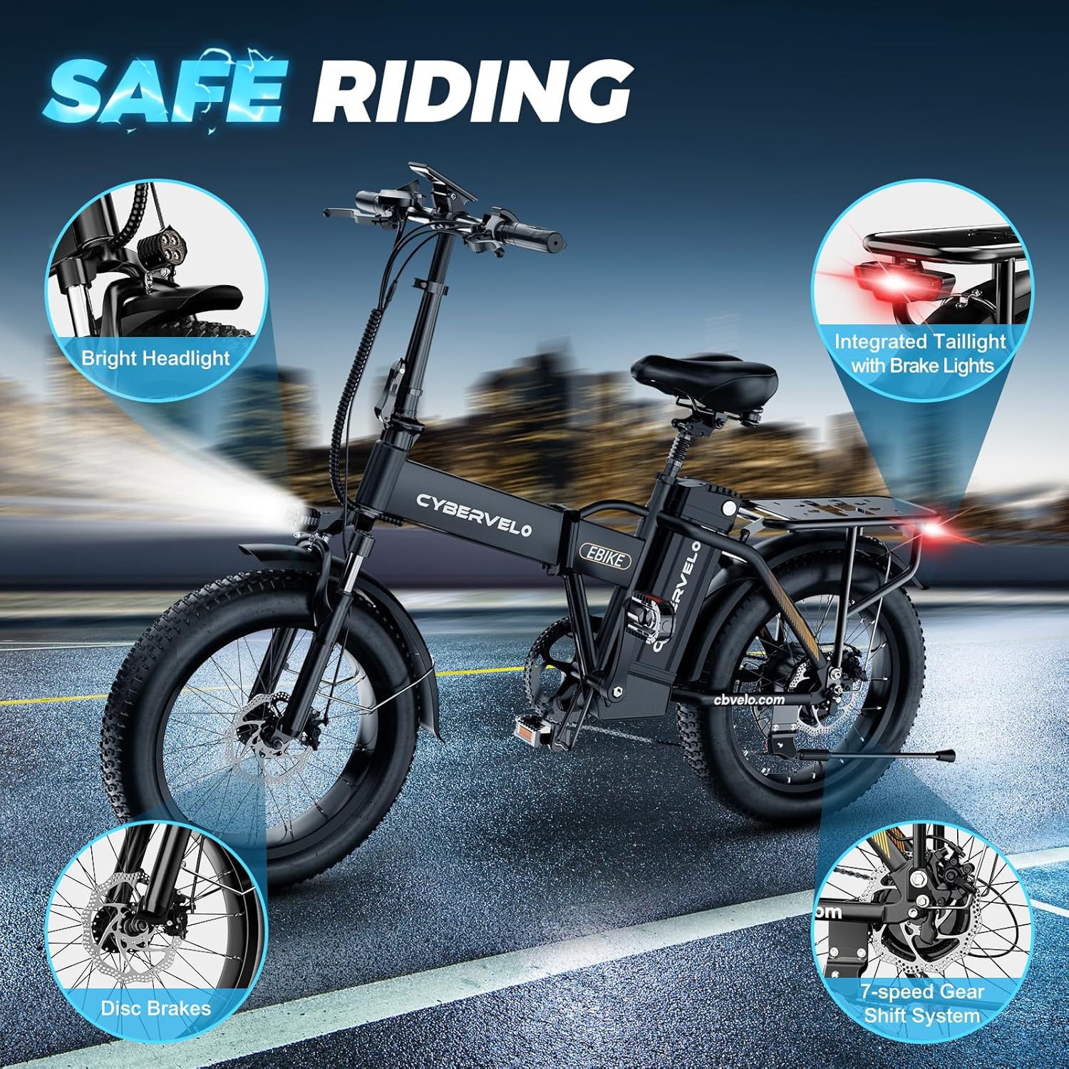 1000W Folding Electric Bike, 48V 20AH Large Removable