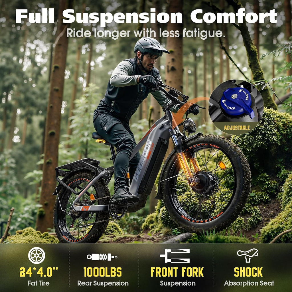6000W Electric Bike,Max 50 MPH up to 150Mile Dual Motor Ebike for Adults,60V
