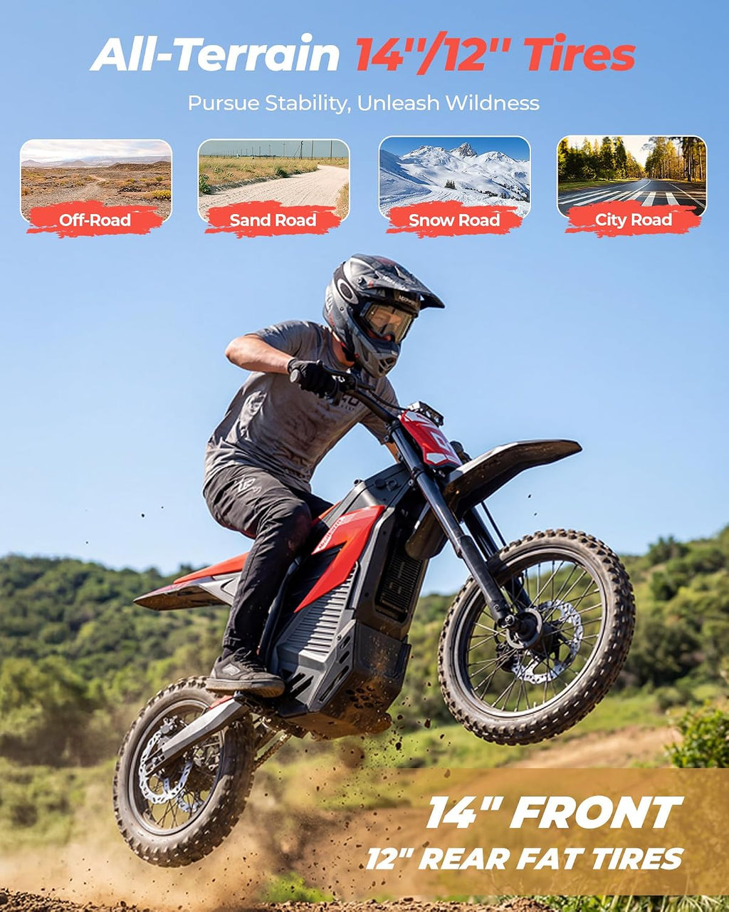 D2 Lite 3550W Peak Electric Dirt Bike, 48V/23.4AH