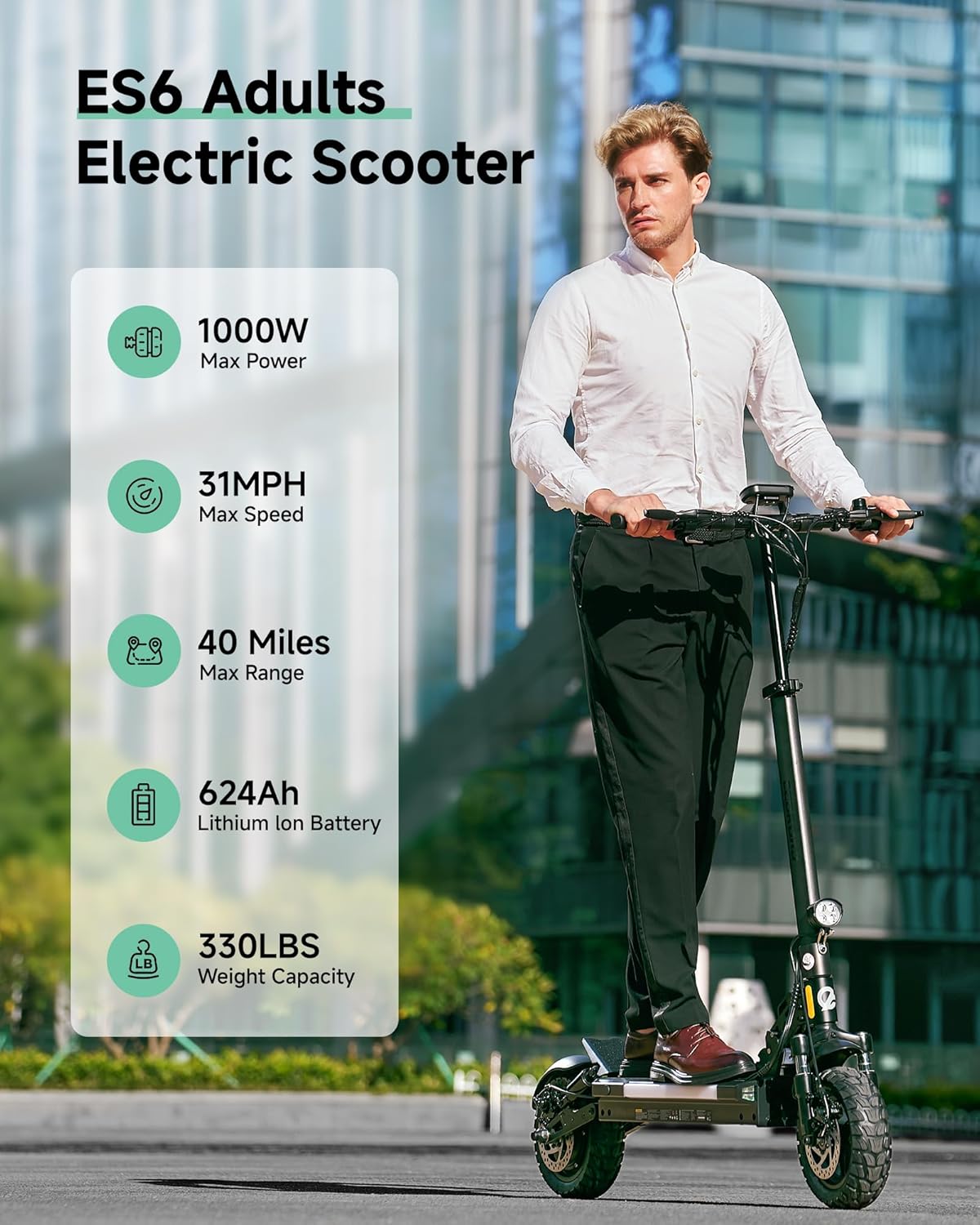 Electric Scooter for Adults, 1000W Peak Motor Up to 31 MPH, 37+ Miles Long