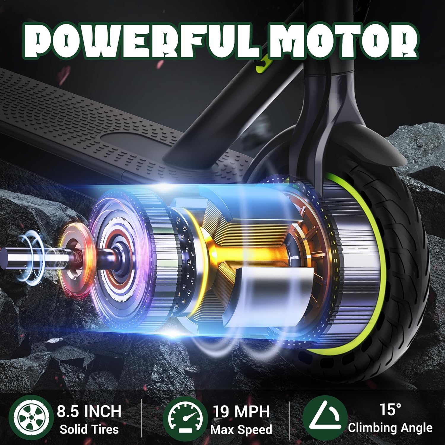 Electric Scooter with 8.5"/10" Solid Tire, 350W/500W Powerful Motor